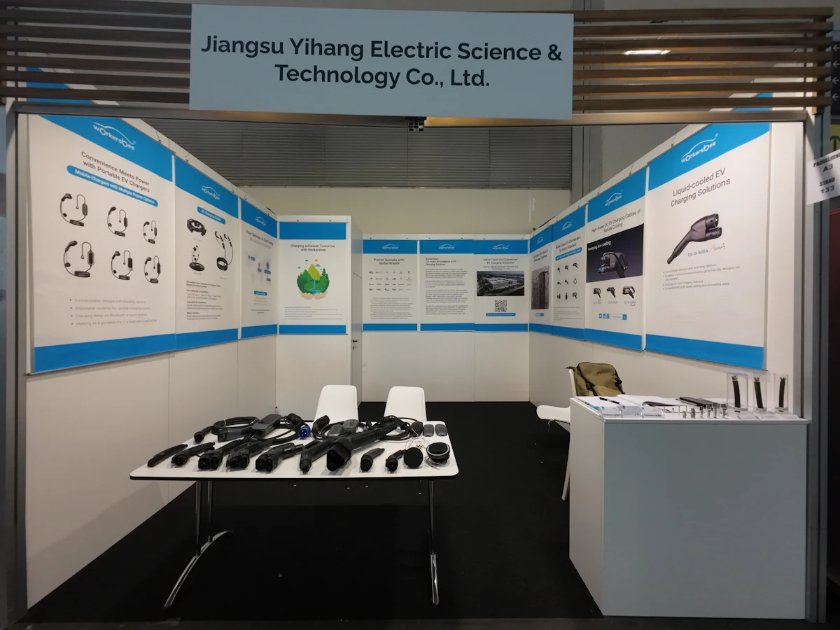 Workersbee EV charging products displayed at Booth A3/133 during KEY Expo 2026